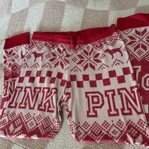 PINK Victoria's Secret Red and White Lounge Pants